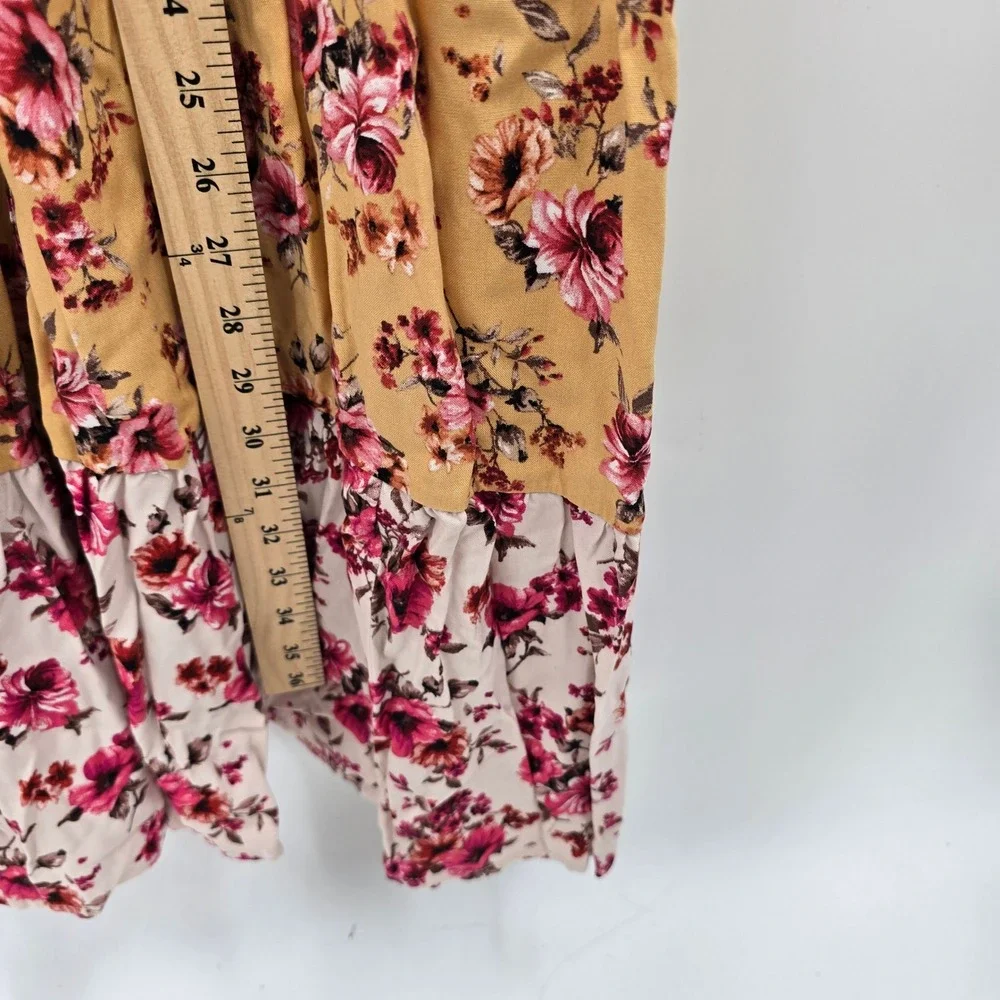 NEW Maurices Pink Mustard Floral Halter Maxi Dress Medium NWT